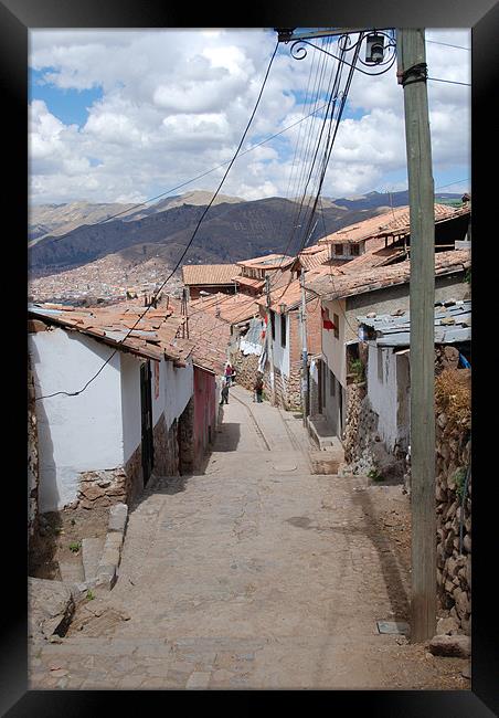 Cuzco Peru street Framed Print by Sarah Waddams