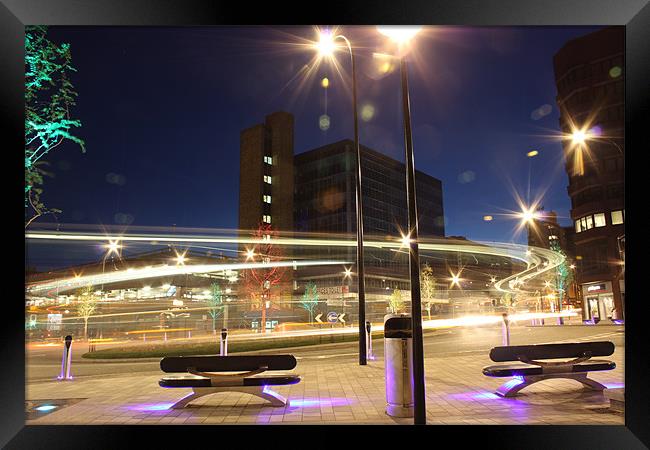 Sheffield city centre roundabout Framed Print by Sarah Waddams