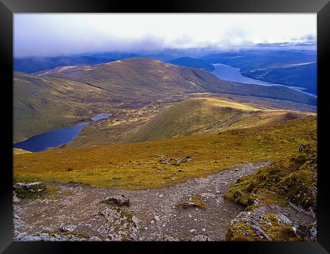 View from summit of Ben Lawers Framed Print by Geoff Storey