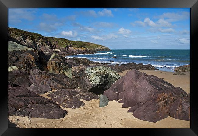 Porthsele Beach Framed Print by Geoff Storey