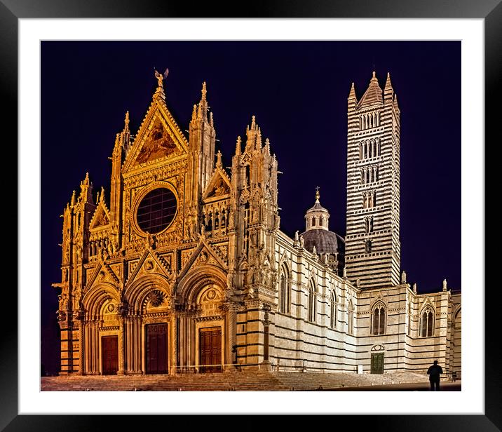 Siena Cathedral at Night Framed Mounted Print by Geoff Storey