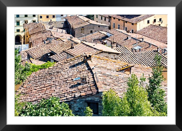 Colle di Val d'Elsa roofs Framed Mounted Print by Geoff Storey