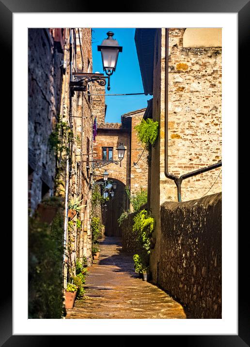 Narrow Street in Colle di Val d'Elsa Framed Mounted Print by Geoff Storey