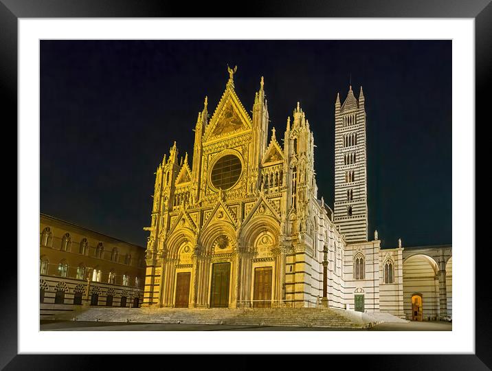 Siena Cathedral at night Framed Mounted Print by Joyce Storey