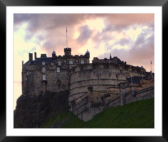 Edinburgh Castle at Evening Time Framed Mounted Print by Joyce Storey