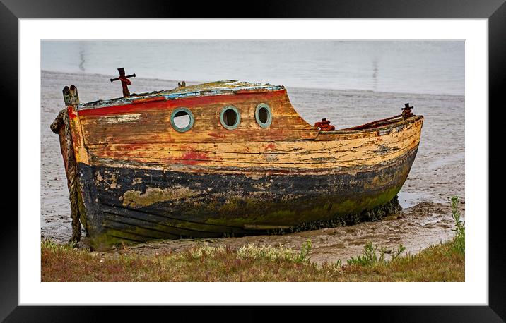 Boat on the Mud Framed Mounted Print by Joyce Storey