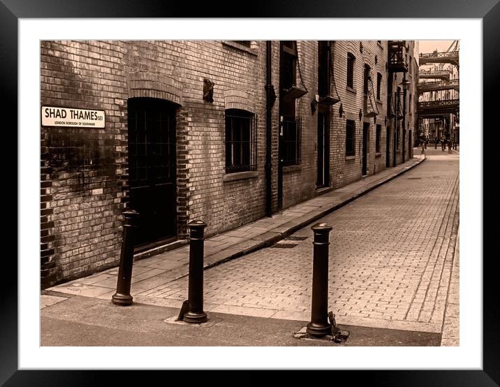 Shad Thames (Sepia) Framed Mounted Print by Joyce Storey