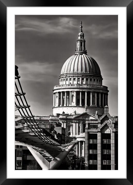 St Paul's Cathedral (Mono) Framed Mounted Print by Joyce Storey
