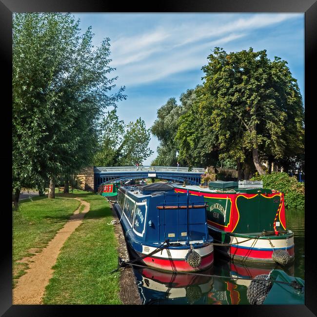 Narrowboats on the River Thames Framed Print by Joyce Storey