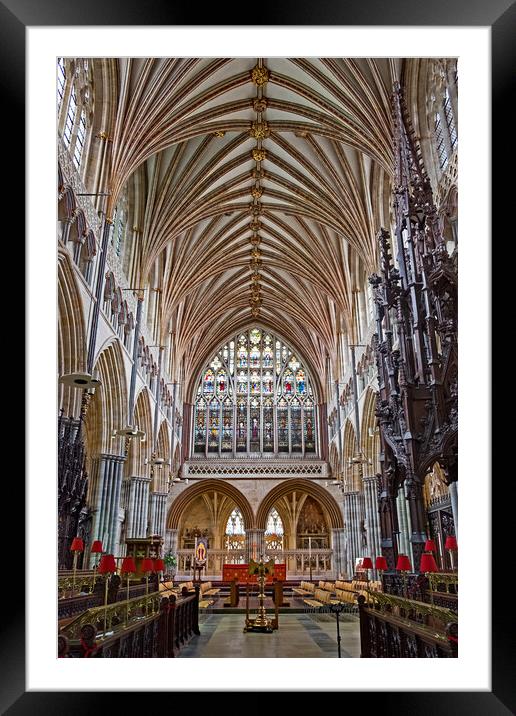East Window in Exeter Cathedral Framed Mounted Print by Joyce Storey