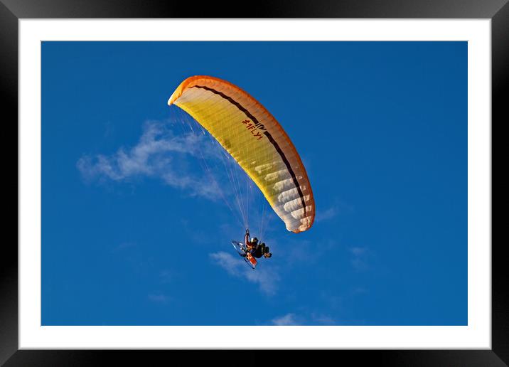Paragliding in Lanzarote  Framed Mounted Print by Joyce Storey