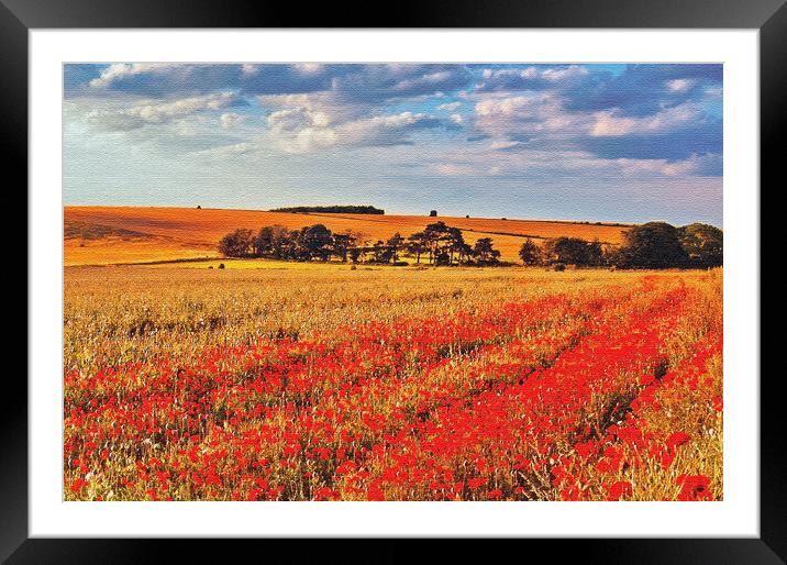 Poppies in the Crop Field Framed Mounted Print by Joyce Storey