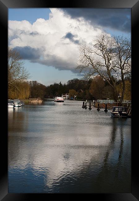 View up Thames from Streatley Bridge Framed Print by Joyce Storey