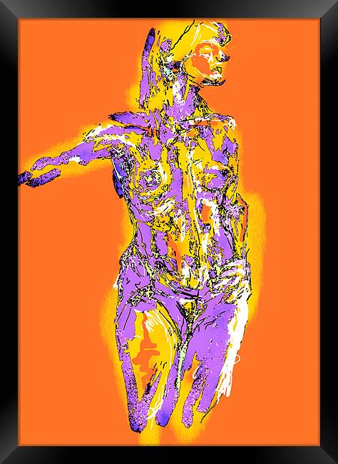Holly -  Life drawing  in Orange Series Framed Print by Lisa Martin
