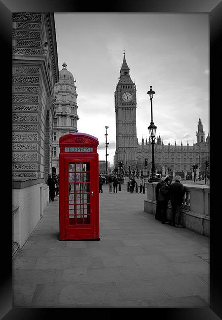 London Telephone box Framed Print by Steven Shea
