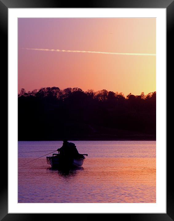 Fishing at dusk Framed Mounted Print by Steven Shea