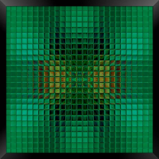 Green squares Framed Print by Ashley Paddon