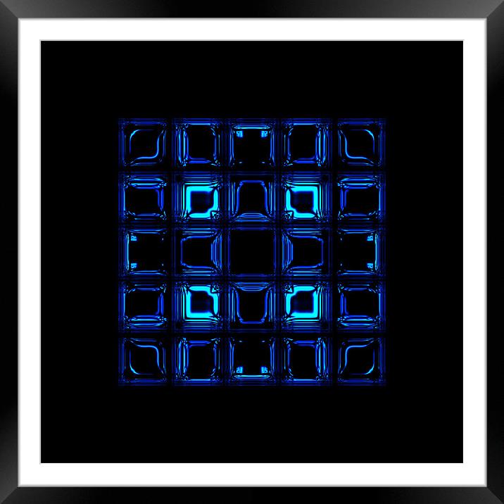 Blue squares Framed Mounted Print by Ashley Paddon