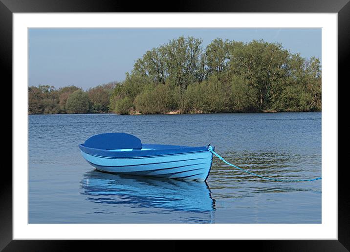 The blue boat Framed Mounted Print by Ashley Paddon