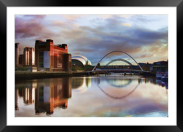Newcastle Quayside Framed Mounted Print by Dave Emmerson