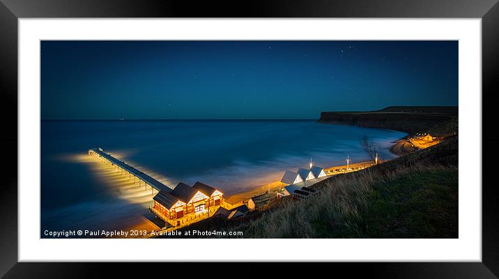 Saltburn by Night Framed Mounted Print by Paul Appleby
