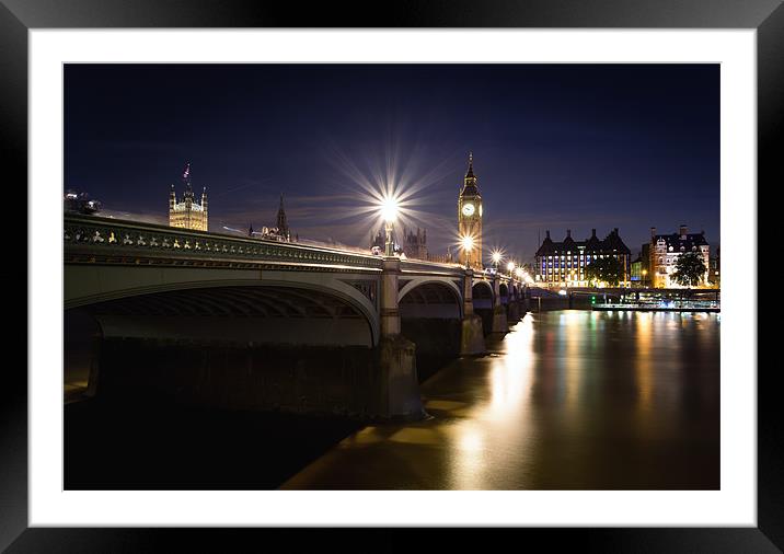 Westminster Bridge at dusk Framed Mounted Print by Paul Appleby