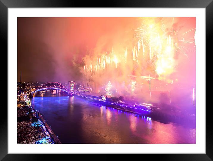   Great North Run Million Opening Ceremony - Firew Framed Mounted Print by Paul Appleby