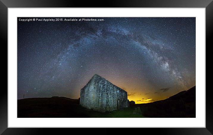 Black Midden Milky Way panorama - Northumberland. Framed Mounted Print by Paul Appleby