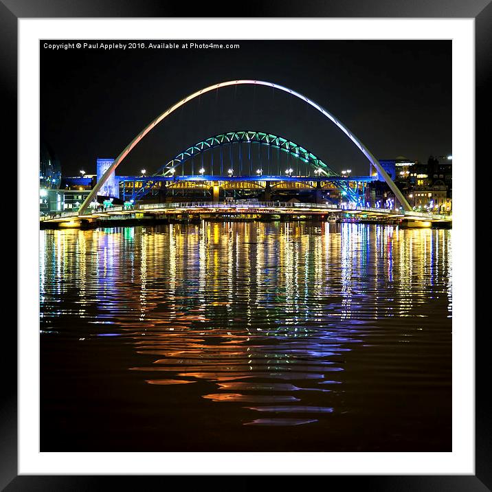  Newcastle upon Tyne Quayside Reflections Framed Mounted Print by Paul Appleby