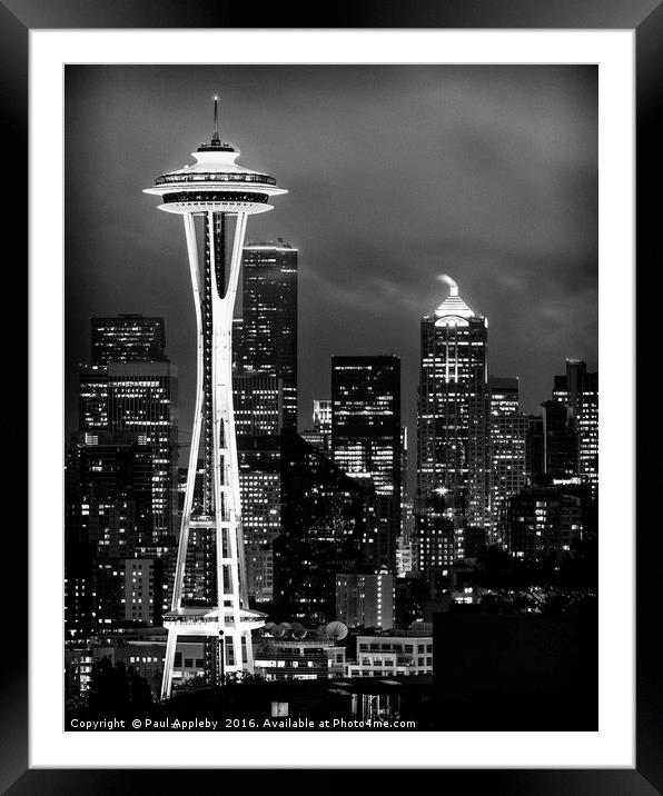 Seattle Space Needle Framed Mounted Print by Paul Appleby