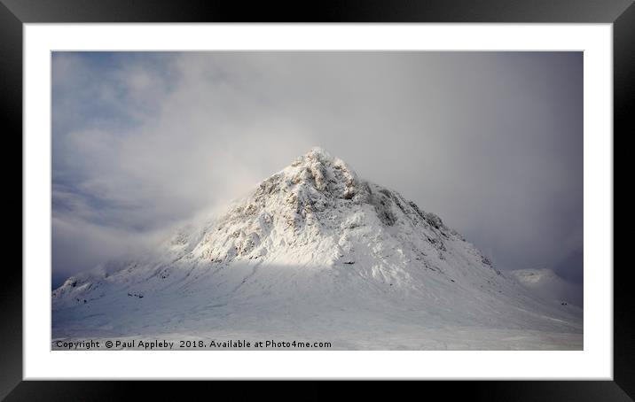 Snow on Buachaille Etive Mòr, Glencoe Framed Mounted Print by Paul Appleby