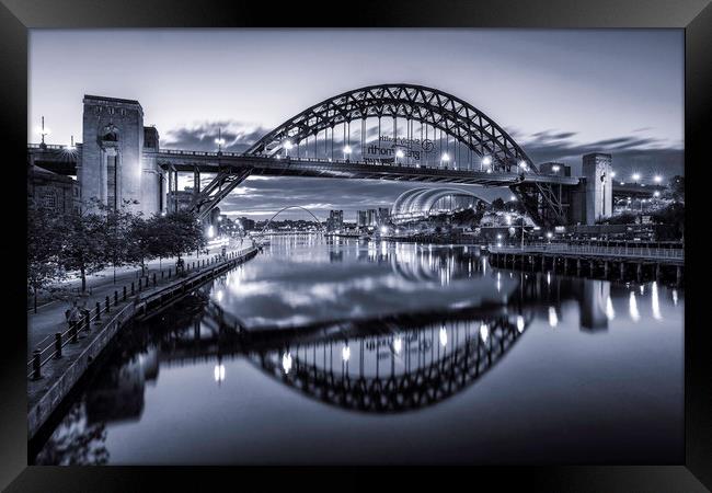 Newcastle Bridges - Monotone Framed Print by Paul Appleby
