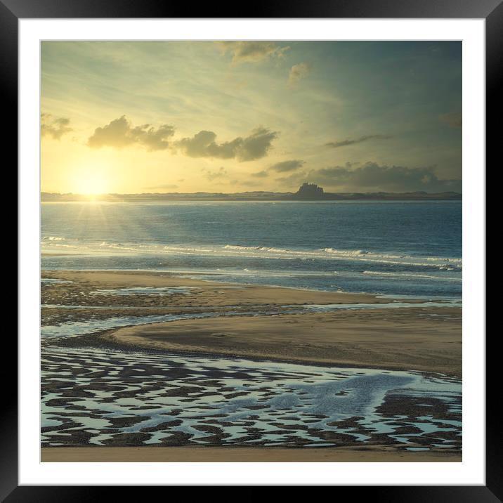 Lindisfarne Across the Bay Framed Mounted Print by Paul Appleby