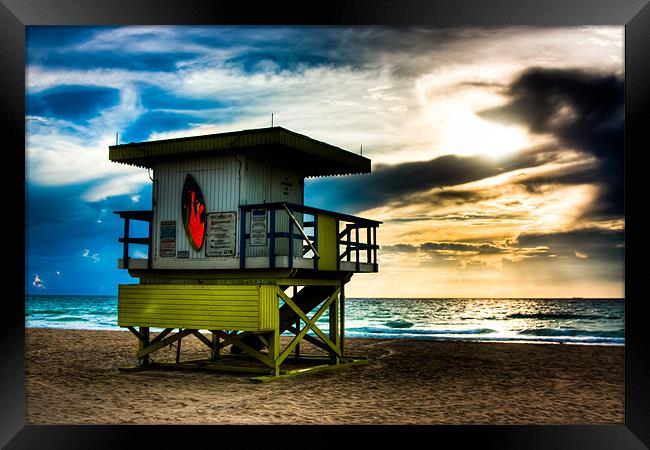 Sunrise In Miami, South Beach Miami, Florida, USA Framed Print by Weng Tan