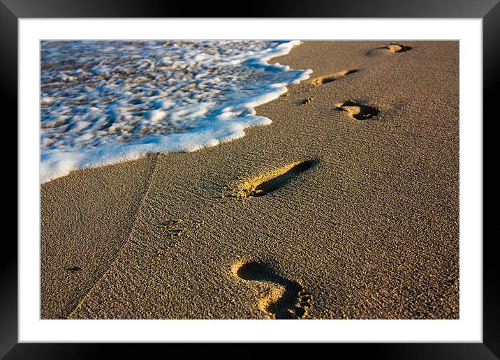 Footprints In The Sand, Miami, Florida Framed Mounted Print by Weng Tan