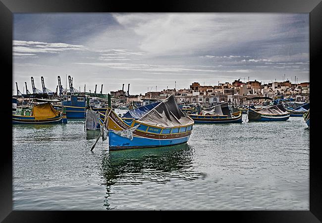 Fishing Village,Marsaxlokk Malta Framed Print by Peter Oak
