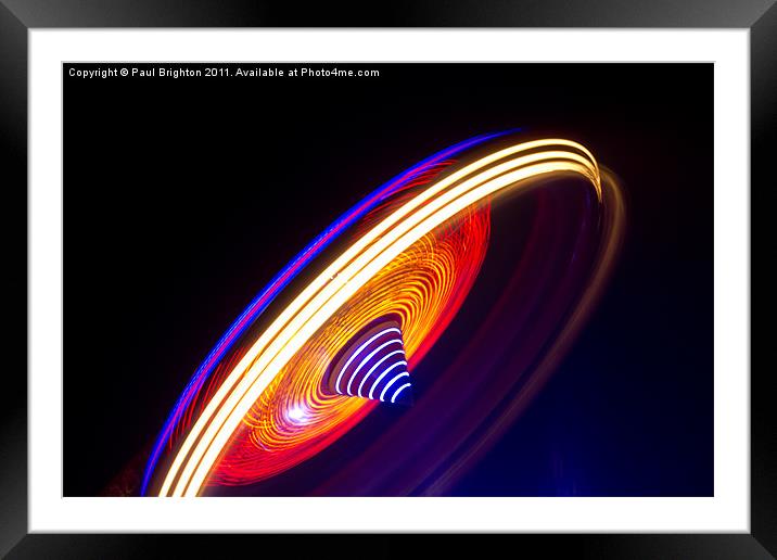 Fairground Ride Light Trails Framed Mounted Print by Paul Brighton