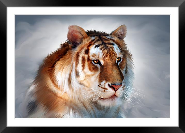 Godly Tiger Framed Mounted Print by Julie Hoddinott