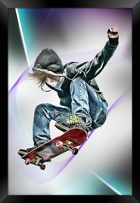 Extreme Skateboarding Jump Closeup Framed Print by Julie Hoddinott