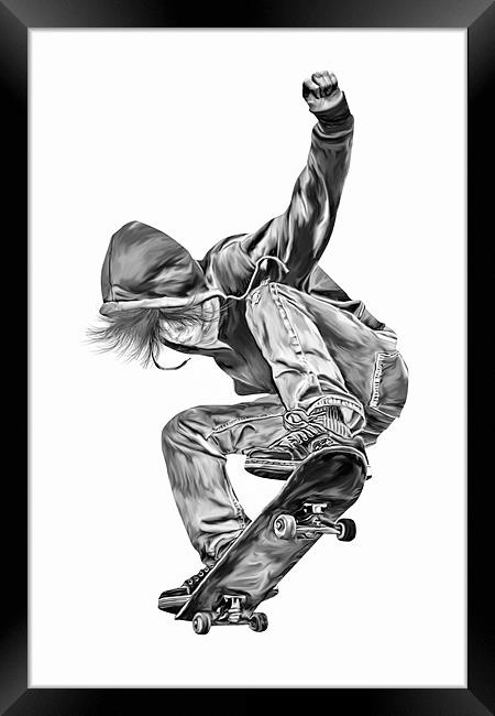 Skateboarding Jump Framed Print by Julie Hoddinott