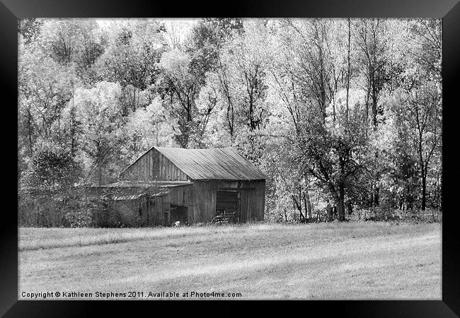 Ohio Barn in Autumn Framed Print by Kathleen Stephens
