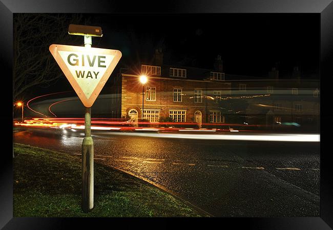 Give Way Framed Print by Daniel Cowee