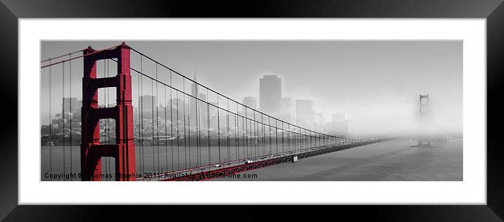 San Francisco with Golden Gate Bridge Framed Mounted Print by Thomas Stroehle