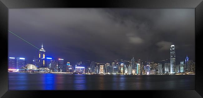 City lights Hong Kong Framed Print by Thomas Stroehle