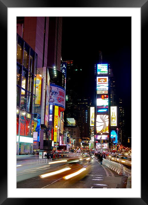 Traffic at Time Square Framed Mounted Print by Thomas Stroehle