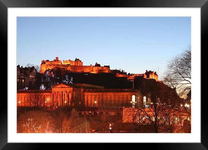 Edinburgh Castle at night Framed Mounted Print by Walter Hutton