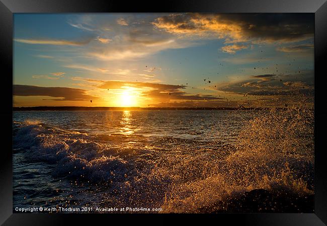 Wave Breaking Sunset Dunbar. Framed Print by Keith Thorburn EFIAP/b