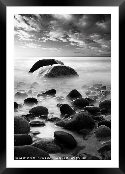 Alnmouth Beach Rocks bw Framed Mounted Print by Keith Thorburn EFIAP/b