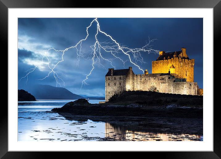 Lightning over Eilean Donan Castle Framed Mounted Print by Keith Thorburn EFIAP/b