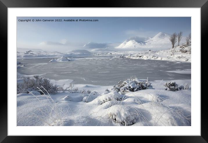 Winter on Rannoch Moor in Lochaber. Framed Mounted Print by John Cameron